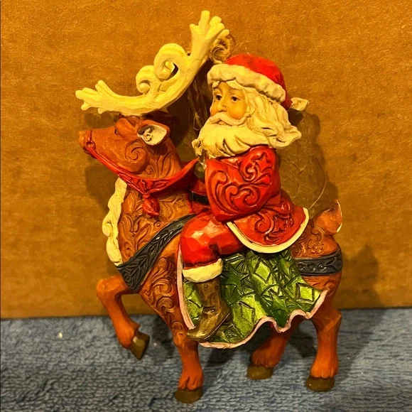 Jim Shore Santa Claus Riding Reindeer Holiday Figurine - Picture 4 of 7